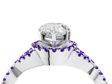 White gold Pear Cut Diamond with Tanzanite side stone Halo Twist Band Solitaire Prong Setting Ring_40