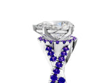 White gold Pear Cut Diamond with Tanzanite side stone Halo Twist Band Solitaire Prong Setting Ring_41