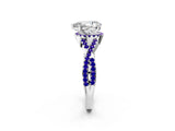 White gold Pear Cut Diamond with Tanzanite side stone Halo Twist Band Solitaire Prong Setting Ring_44