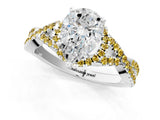 White gold Pear Cut Diamond with Yellow Sapphire side stone Halo Twist Band Solitaire Prong Setting Ring_13