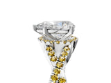 White gold Pear Cut Diamond with Yellow Sapphire side stone Halo Twist Band Solitaire Prong Setting Ring_17