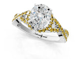 White gold Pear Cut Diamond with Yellow Sapphire side stone Halo Twist Band Solitaire Prong Setting Ring_25