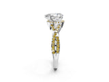 White gold Pear Cut Diamond with Yellow Sapphire side stone Halo Twist Band Solitaire Prong Setting Ring_26