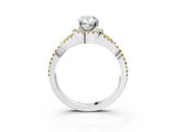 White gold Pear Cut Diamond with Yellow Sapphire side stone Halo Twist Band Solitaire Prong Setting Ring_27