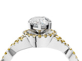 White gold Pear Cut Diamond with Yellow Sapphire side stone Halo Twist Band Solitaire Prong Setting Ring_28