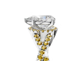White gold Pear Cut Diamond with Yellow Sapphire side stone Halo Twist Band Solitaire Prong Setting Ring_29