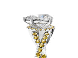 White gold Pear Cut Diamond with Yellow Sapphire side stone Halo Twist Band Solitaire Prong Setting Ring_65