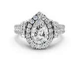 White gold Pear Cut Double Halo Diamond Engagement Ring with Pave Band and Four-Prong Setting_41