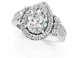 White gold Pear Cut Double Halo Diamond Engagement Ring with Pave Band and Four-Prong Setting_44