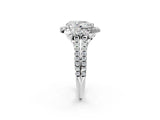 White gold Pear Cut Double Halo Diamond Engagement Ring with Pave Band and Four-Prong Setting_45