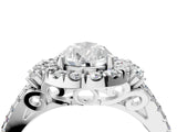 White gold Pear Cut Double Halo Diamond Engagement Ring with Pave Band and Four-Prong Setting_47
