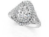 White gold Pear Cut Double Halo Split Shank Diamond Ring with Prong Setting_48