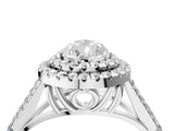 White gold Pear Cut Double Halo Split Shank Diamond Ring with Prong Setting_51