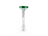White gold Pear Cut Emerald Cluster Side Stone Solitaire Ring with Prong Setting_26