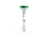 White gold Pear Cut Emerald Engagement Ring with Side Stone Accents and Four-Prong Setting_29
