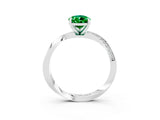 White gold Pear Cut Emerald Engagement Ring with Side Stone Accents and Four-Prong Setting_30