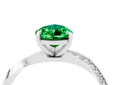 White gold Pear Cut Emerald Engagement Ring with Side Stone Accents and Four-Prong Setting_76