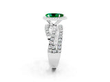 White gold Pear Cut Emerald Halo Ring with Round Split Shank and Prong Setting_62
