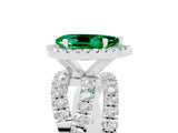 White gold Pear Cut Emerald Halo Ring with Round Split Shank and Prong Setting_65