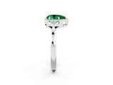 White gold Pear Cut Emerald Halo Ring with Tapered Band and Four-Prong Setting_2