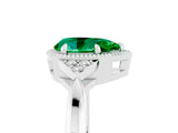 White gold Pear Cut Emerald Halo Ring with Tapered Band and Four-Prong Setting_5