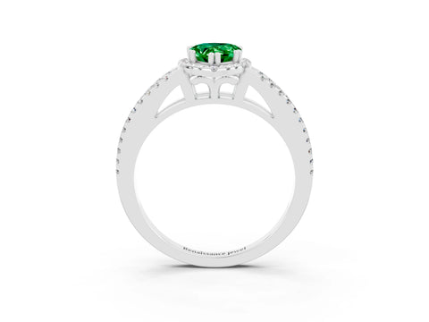 White gold Pear Cut Emerald Halo Split Shank Engagement Ring_15