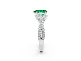 White gold Pear Cut Emerald  Halo Twist Band Solitaire Prong Setting Ring_26