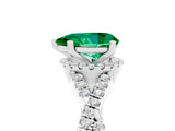 White gold Pear Cut Emerald  Halo Twist Band Solitaire Prong Setting Ring_29