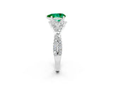 White gold Pear Cut Emerald Halo Twist Band Solitaire Prong Setting Ring_2