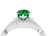 White gold Pear Cut Emerald  Halo Twist Band Solitaire Prong Setting Ring_58