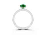 White gold Pear Cut Emerald Milgrain Pavé Engagement Ring with Four-Prong Setting_3