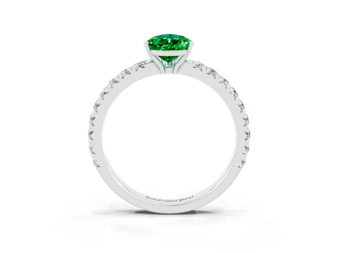White gold Pear Cut Emerald Pavé Solitaire Engagement Ring with Four-Prong Setting_15