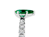 White gold Pear Cut Emerald Pavé Solitaire Ring with Round Band and Prong Setting_41