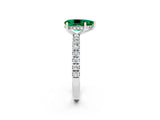 White gold Pear Cut Emerald Pave Band Solitaire Ring with Four-Prong Setting_26
