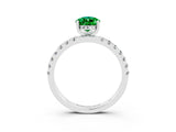 White gold Pear Cut Emerald Pave Band Solitaire Ring with Four-Prong Setting_27