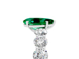 White gold Pear Cut Emerald Prong Setting with Side Stones on a Pave Band_5