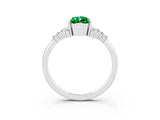 White gold Pear Cut Emerald Ring with Side Stones and Four-Prong Setting_39