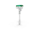 White gold Pear Cut Emerald Scattered Round Accent Ring with Prong Setting_38