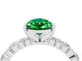White gold Pear Cut Emerald Side Stone Solitaire Ring with Round  and Four-Prong Setting_52
