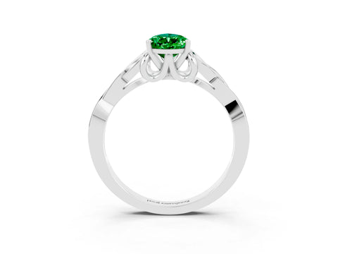 White gold Pear Cut Emerald Solitaire Celtic Knot Ring with Four-Prong Setting_15
