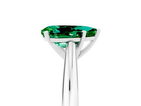 White gold Pear Cut Emerald Solitaire Engagement Ring with Cathedral Setting and Four-Prong Mount_17