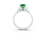 White gold Pear Cut Emerald Solitaire Engagement Ring with Cathedral Setting and Four-Prong Mount_27