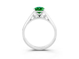 White gold Pear Cut Emerald Solitaire Engagement Ring with Cathedral Setting and Four-Prong Mount_33