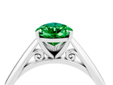 White gold Pear Cut Emerald Solitaire Engagement Ring with Cathedral Setting and Four-Prong Mount_88