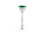 White gold Pear Cut Emerald Solitaire Engagement Ring with Celtic Knot Band and Four-Prong Setting_2