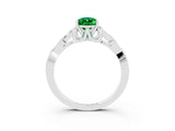 White gold Pear Cut Emerald Solitaire Engagement Ring with Celtic Knot Band and Four-Prong Setting_3