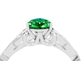 White gold Pear Cut Emerald Solitaire Engagement Ring with Celtic Knot Band and Four-Prong Setting_4
