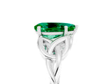 White gold Pear Cut Emerald Solitaire Engagement Ring with Celtic Knot Band and Four-Prong Setting_5