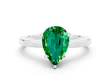 White gold Pear Cut Emerald Solitaire Engagement Ring with Classic Band and Four-Prong Setting_24