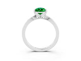 White gold Pear Cut Emerald Solitaire Engagement Ring with Classic Band and Four-Prong Setting_27